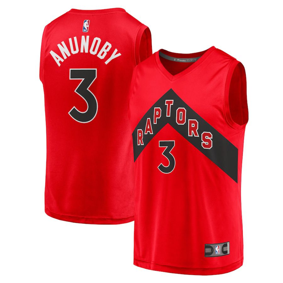 Men Toronto Raptors 3 OG Anunoby Fanatics Branded Red Fast Break Replica NBA Jersey